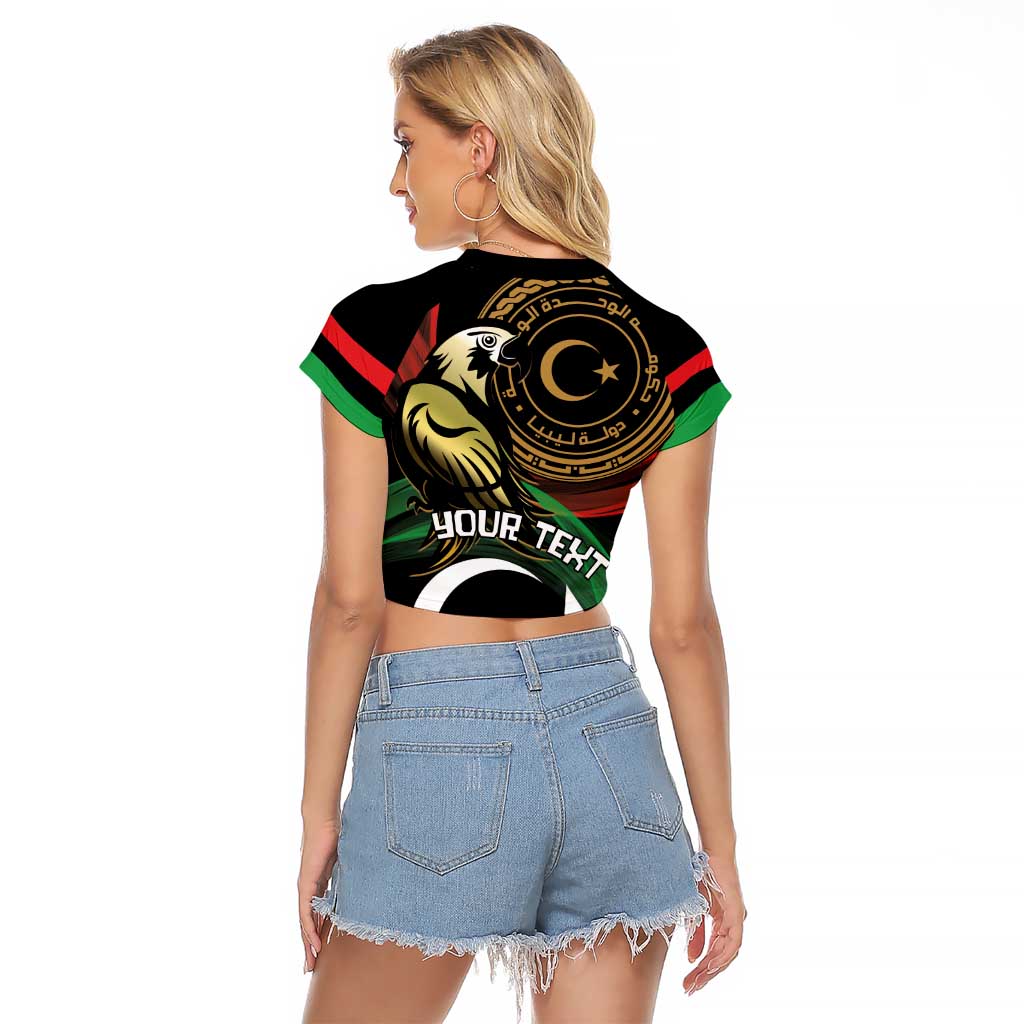 Personalized Libya Raglan Cropped T Shirt White Star And Crescent - Wonder Print Shop