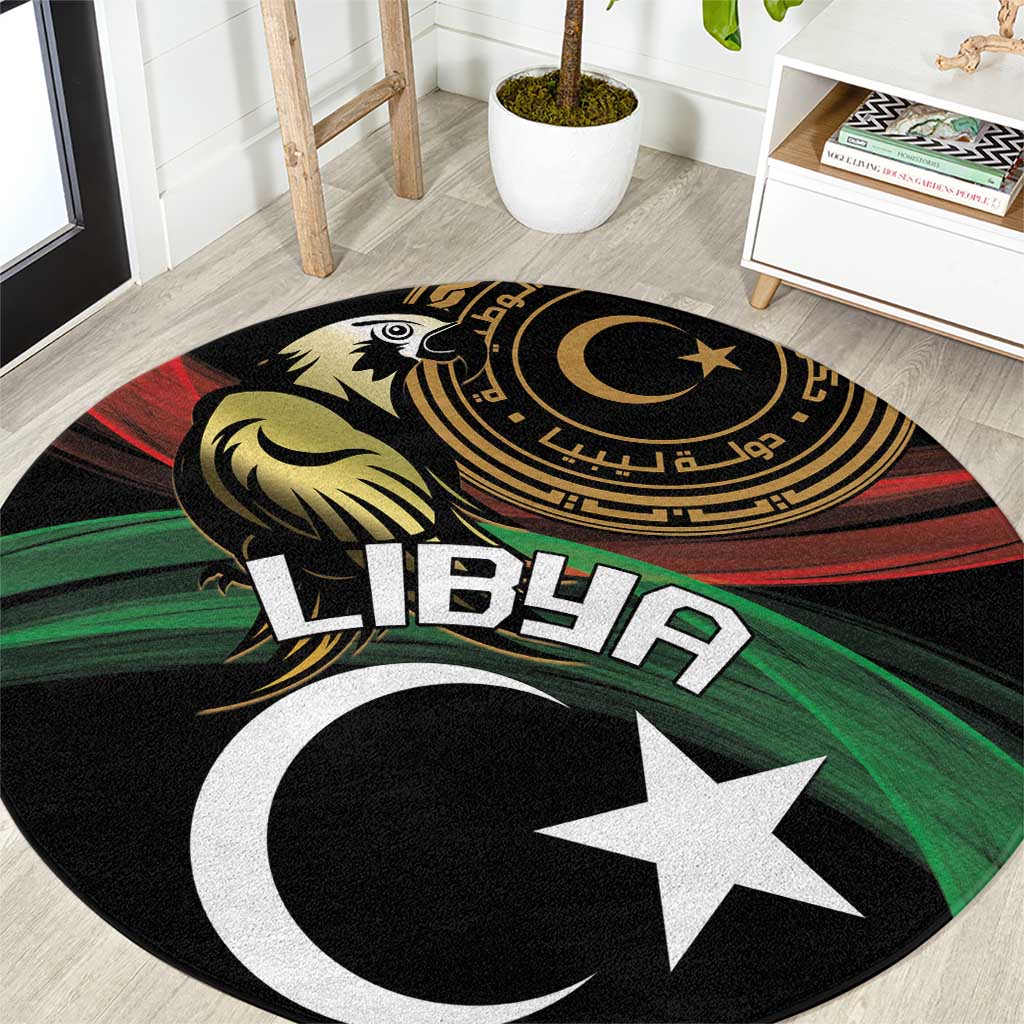 Libya Round Carpet White Star And Crescent
