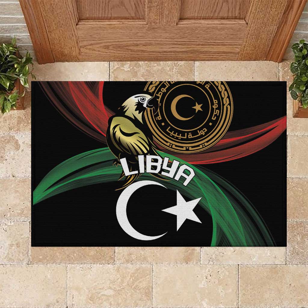 Libya Rubber Doormat White Star And Crescent - Wonder Print Shop