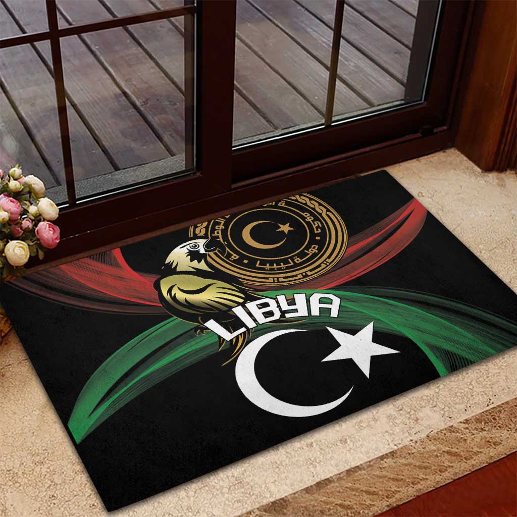 Libya Rubber Doormat White Star And Crescent - Wonder Print Shop