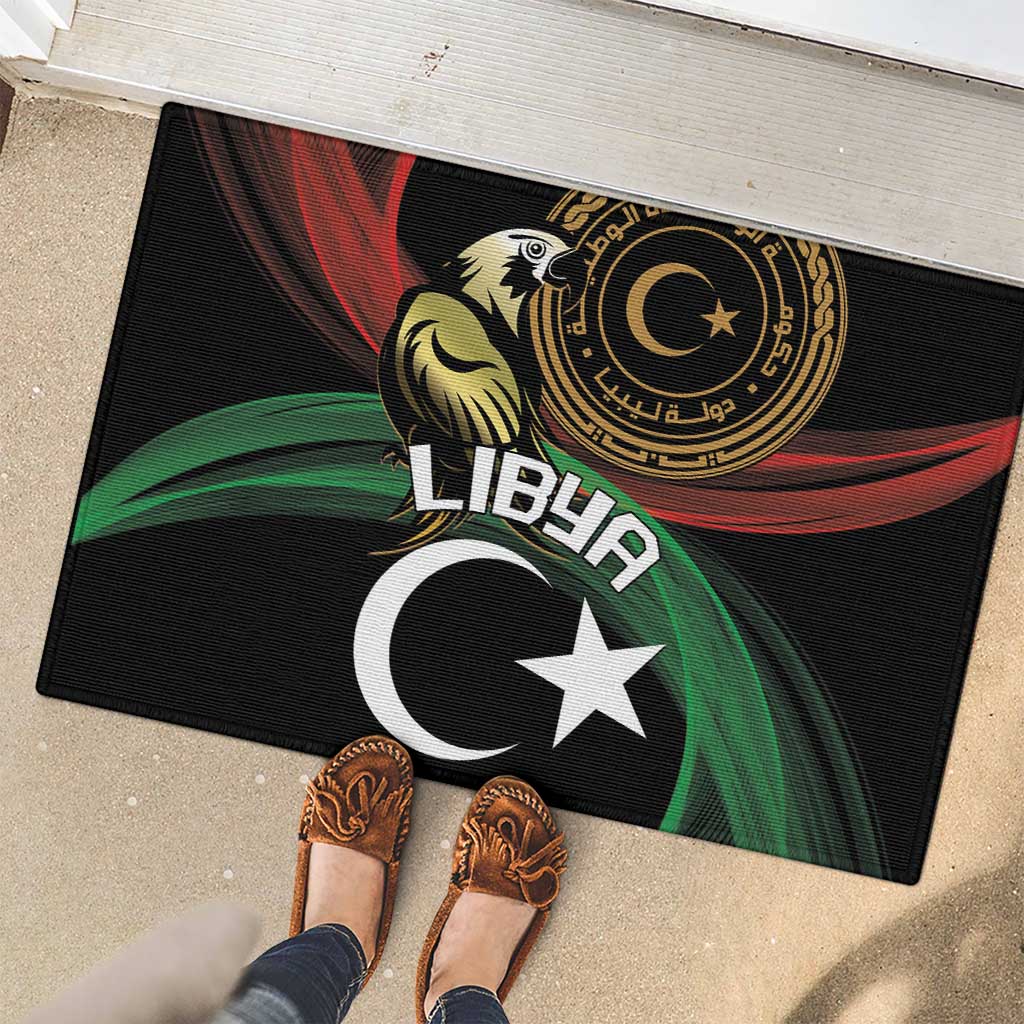 Libya Rubber Doormat White Star And Crescent - Wonder Print Shop