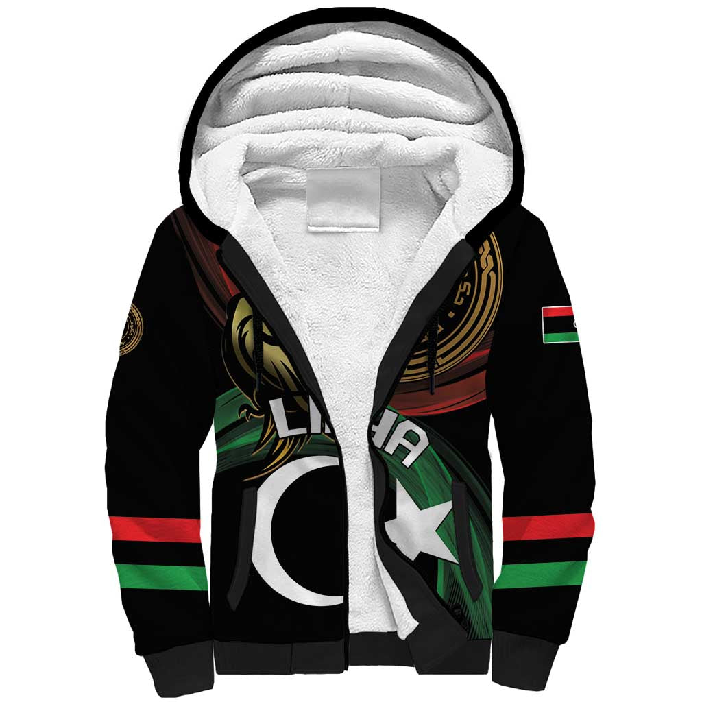Personalized Libya Sherpa Hoodie White Star And Crescent - Wonder Print Shop