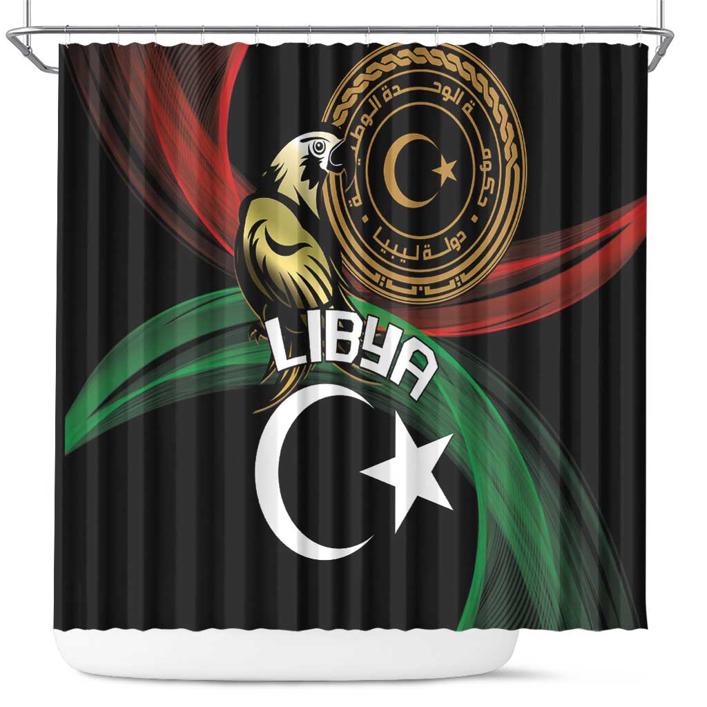 Libya Shower Curtain White Star And Crescent