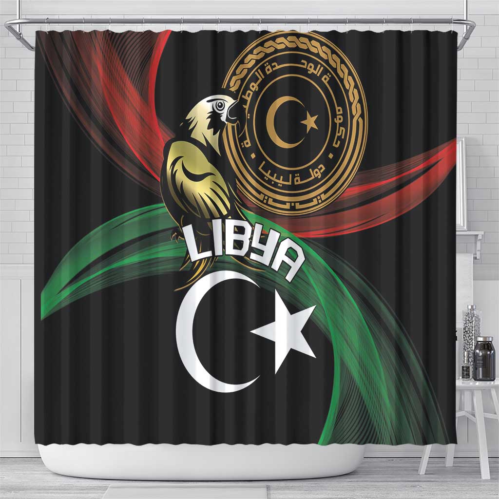 Libya Shower Curtain White Star And Crescent