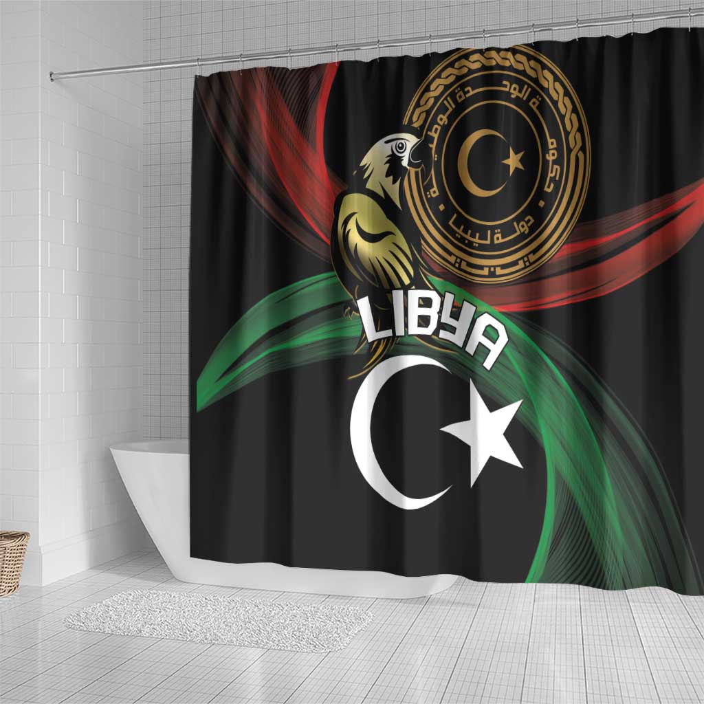 Libya Shower Curtain White Star And Crescent
