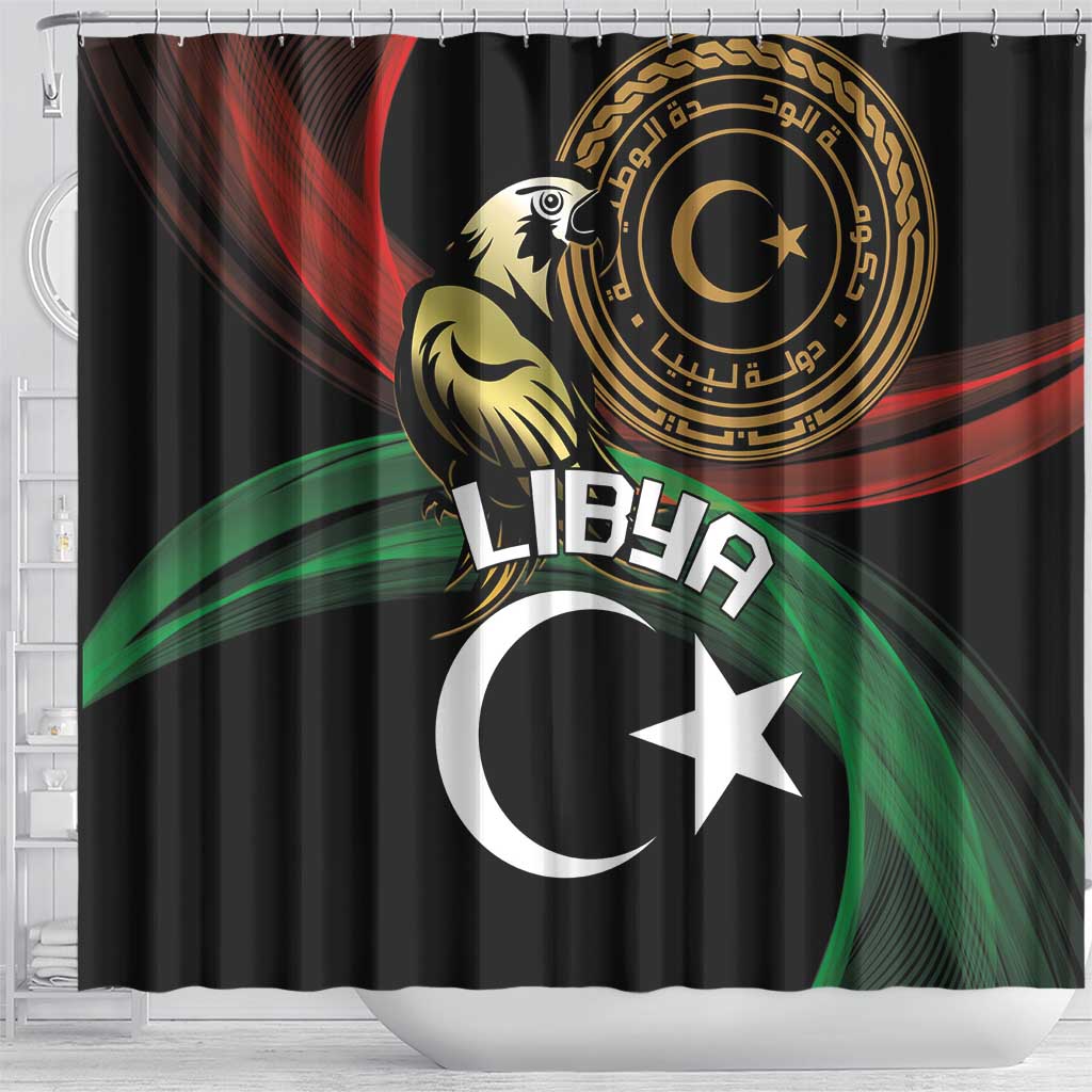 Libya Shower Curtain White Star And Crescent