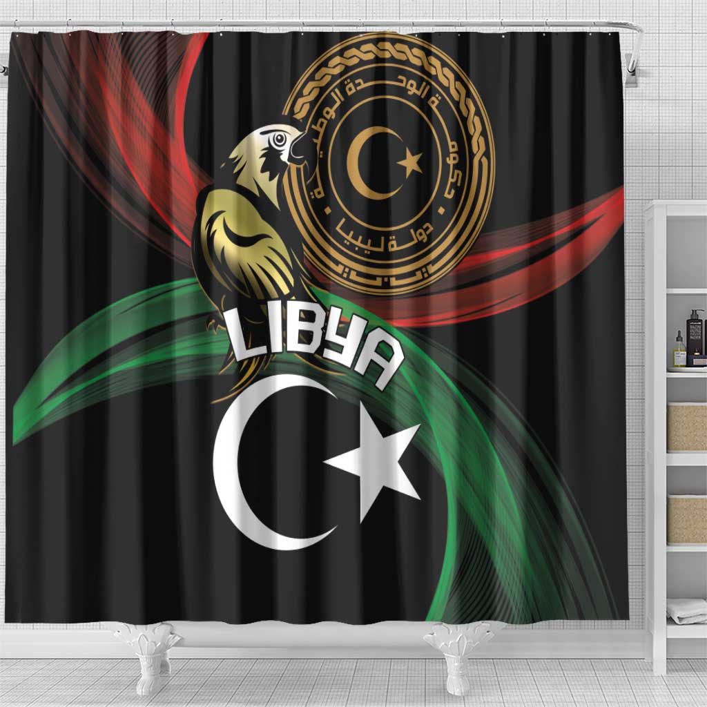 Libya Shower Curtain White Star And Crescent
