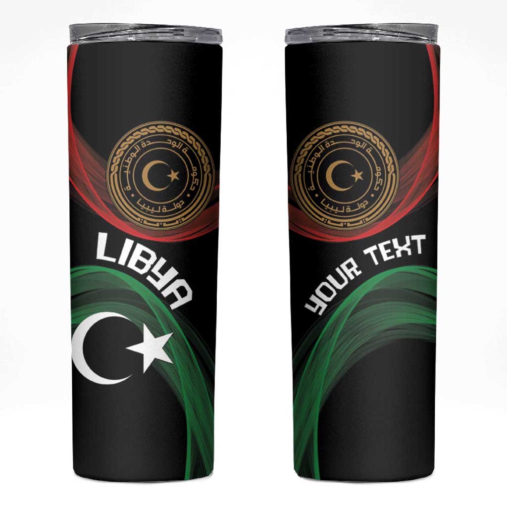 Personalized Libya Skinny Tumbler White Star And Crescent - Wonder Print Shop