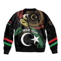 Personalized Libya Sleeve Zip Bomber Jacket White Star And Crescent - Wonder Print Shop