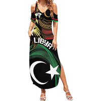 Personalized Libya Summer Maxi Dress White Star And Crescent - Wonder Print Shop
