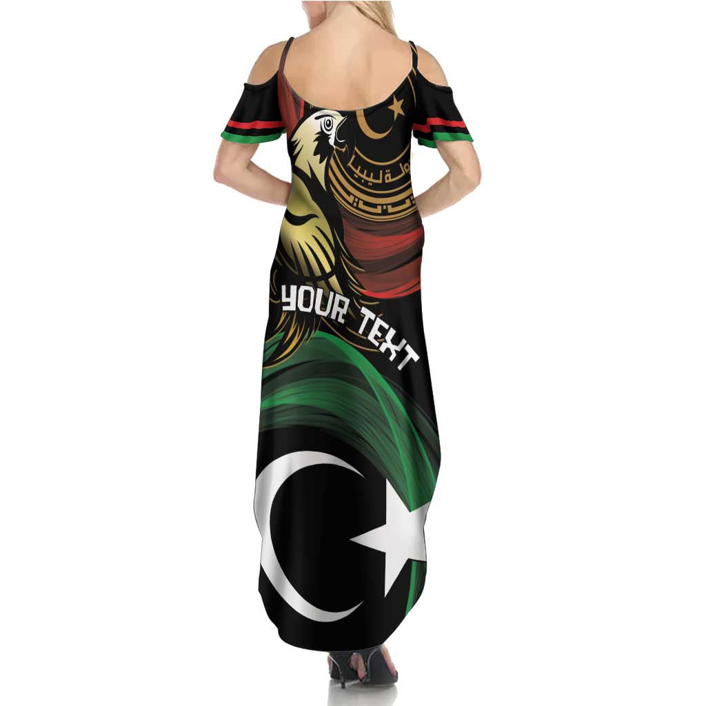 Personalized Libya Summer Maxi Dress White Star And Crescent - Wonder Print Shop