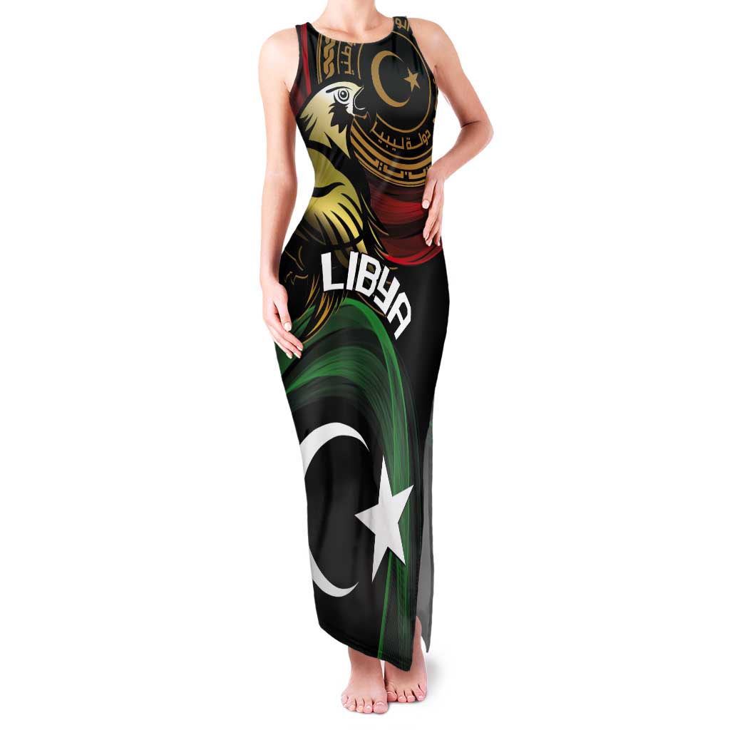 Personalized Libya Tank Maxi Dress White Star And Crescent - Wonder Print Shop