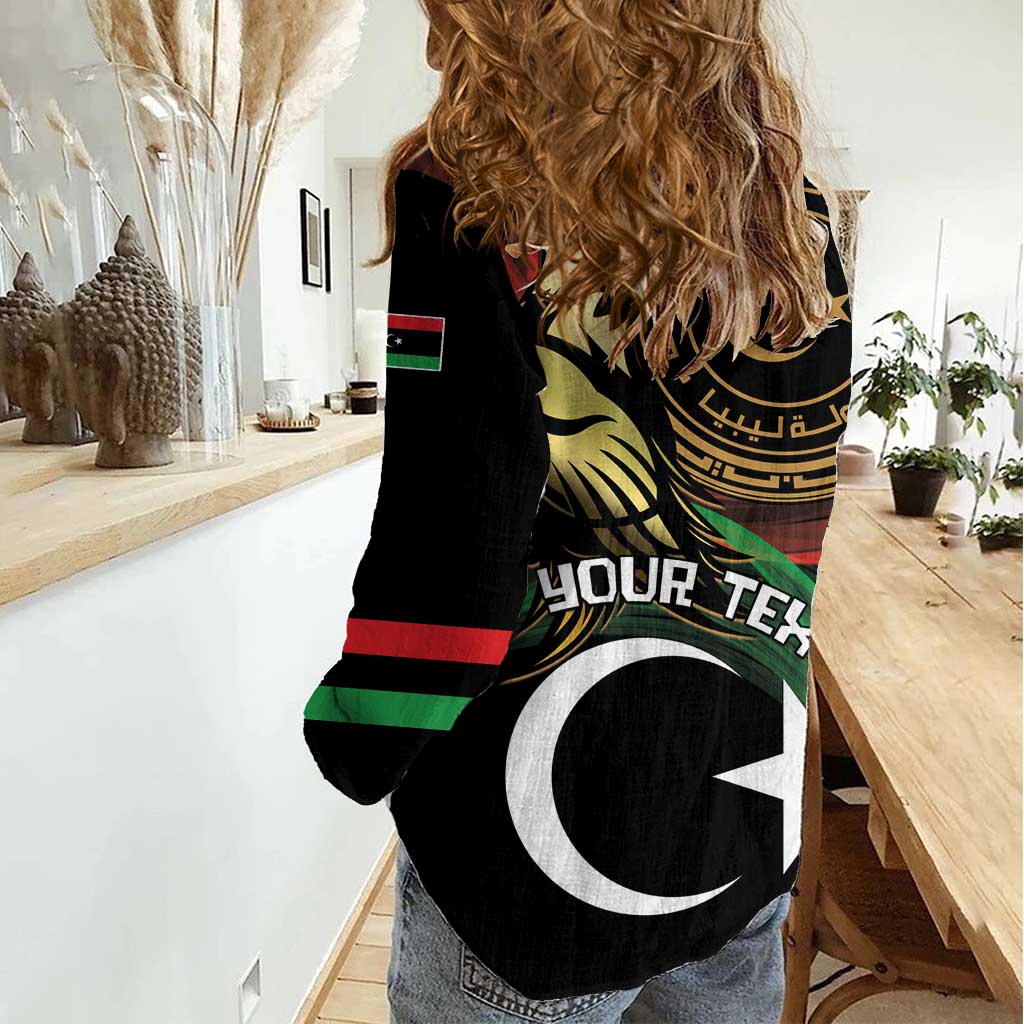 Personalized Libya Women Casual Shirt White Star And Crescent - Wonder Print Shop