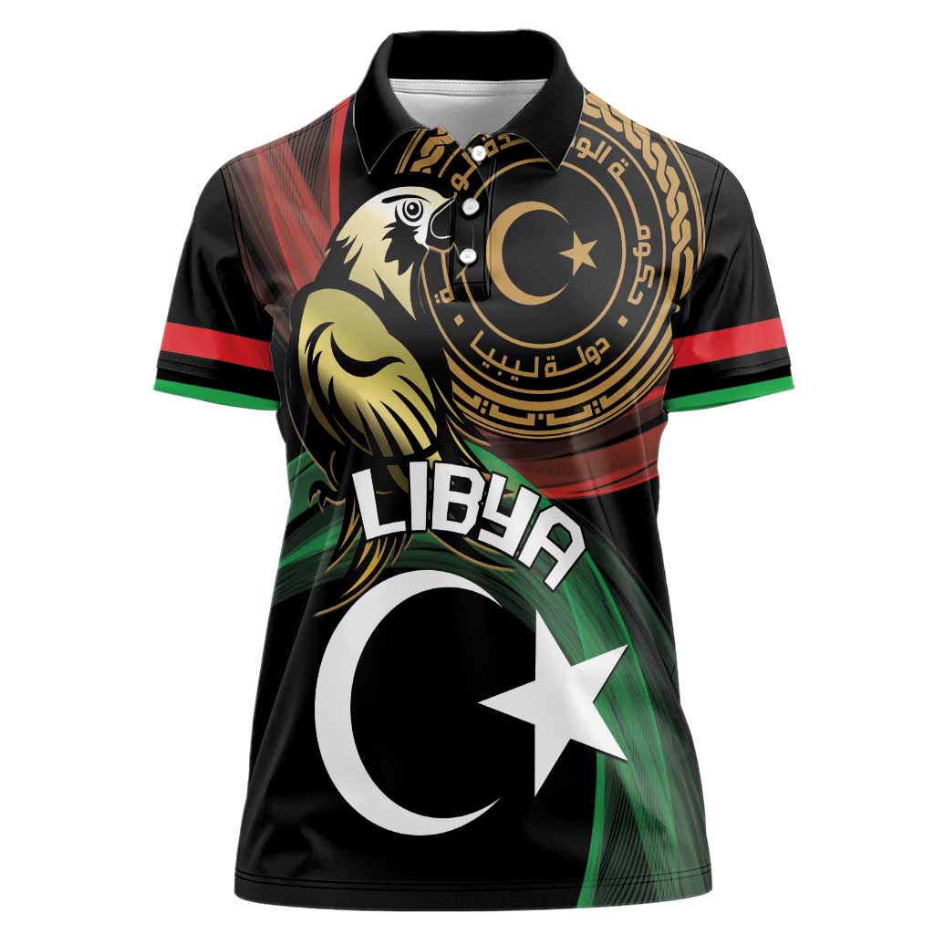 Personalized Libya Women Polo Shirt White Star And Crescent - Wonder Print Shop