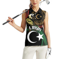 Personalized Libya Women Sleeveless Polo Shirt White Star And Crescent - Wonder Print Shop