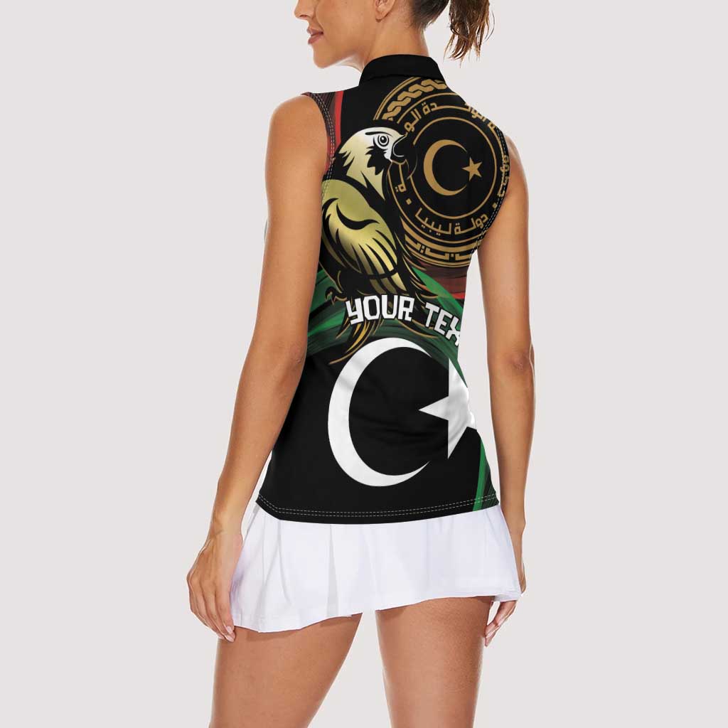 Personalized Libya Women Sleeveless Polo Shirt White Star And Crescent - Wonder Print Shop