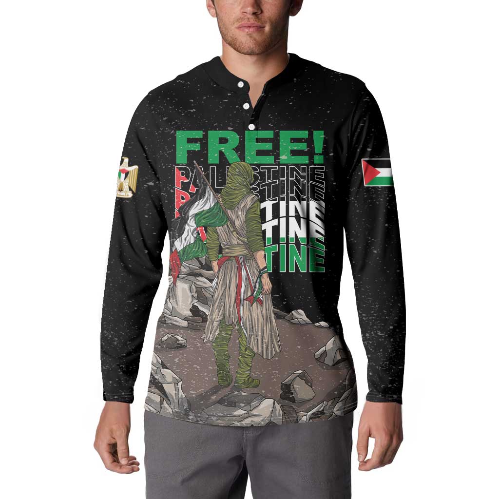Free Palestine Button Sweatshirt Eagle of Saladin - Wonder Print Shop