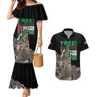 Free Palestine Couples Matching Mermaid Dress and Hawaiian Shirt Eagle of Saladin - Wonder Print Shop