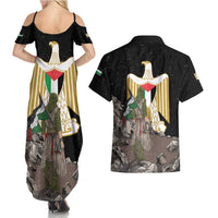 Free Palestine Couples Matching Summer Maxi Dress and Hawaiian Shirt Eagle of Saladin - Wonder Print Shop