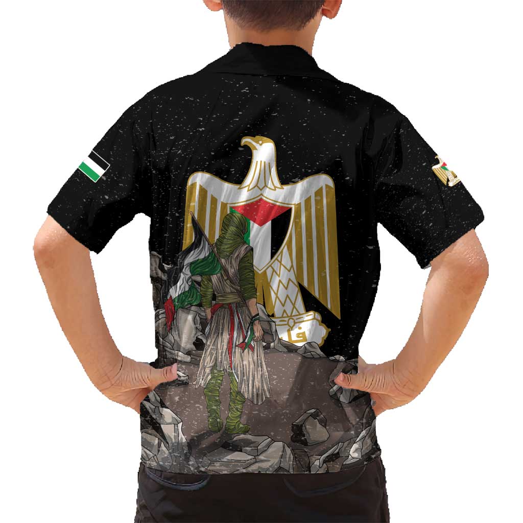 Free Palestine Family Matching Long Sleeve Bodycon Dress and Hawaiian Shirt Eagle of Saladin - Wonder Print Shop