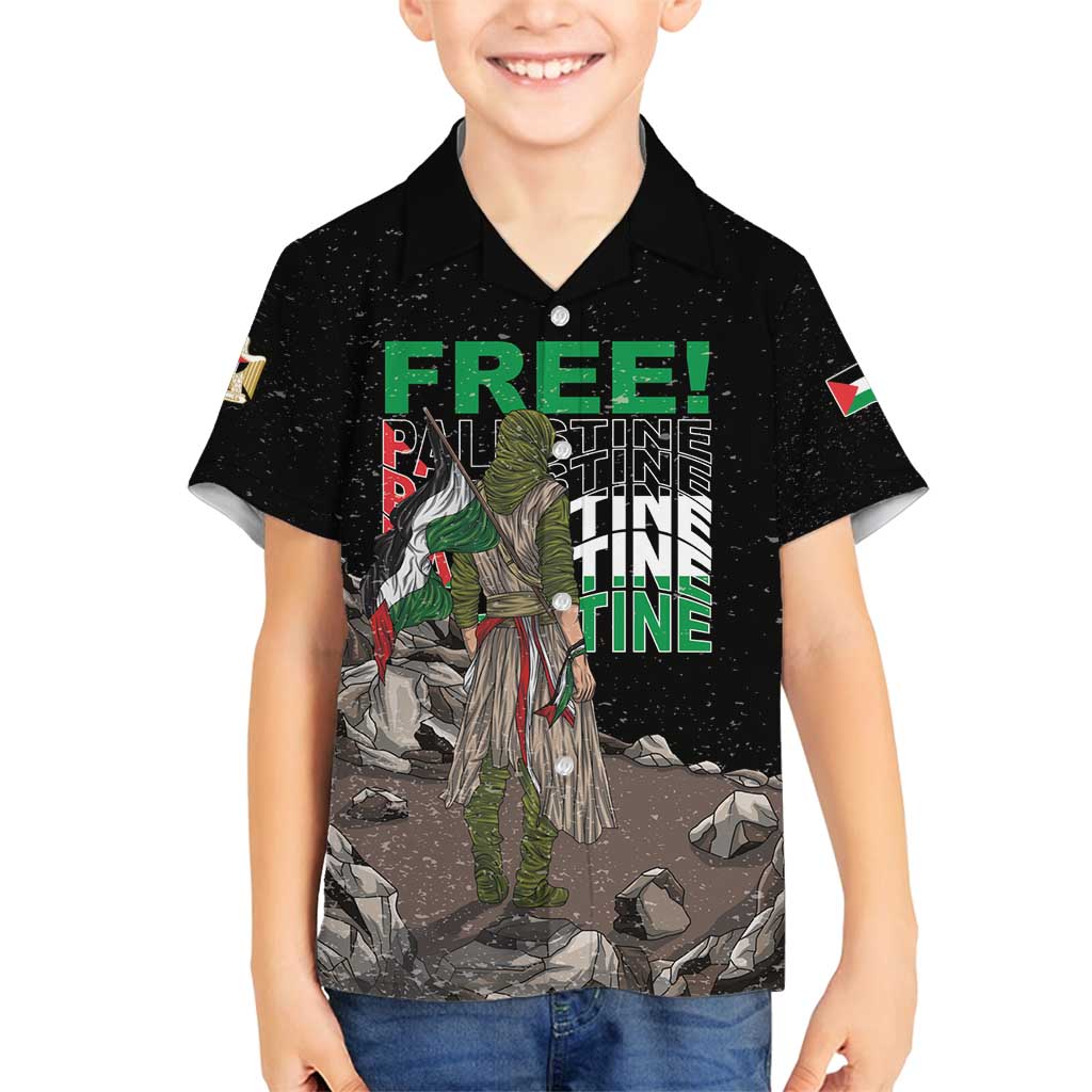 Free Palestine Family Matching Long Sleeve Bodycon Dress and Hawaiian Shirt Eagle of Saladin - Wonder Print Shop