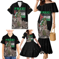 Free Palestine Family Matching Mermaid Dress and Hawaiian Shirt Eagle of Saladin - Wonder Print Shop