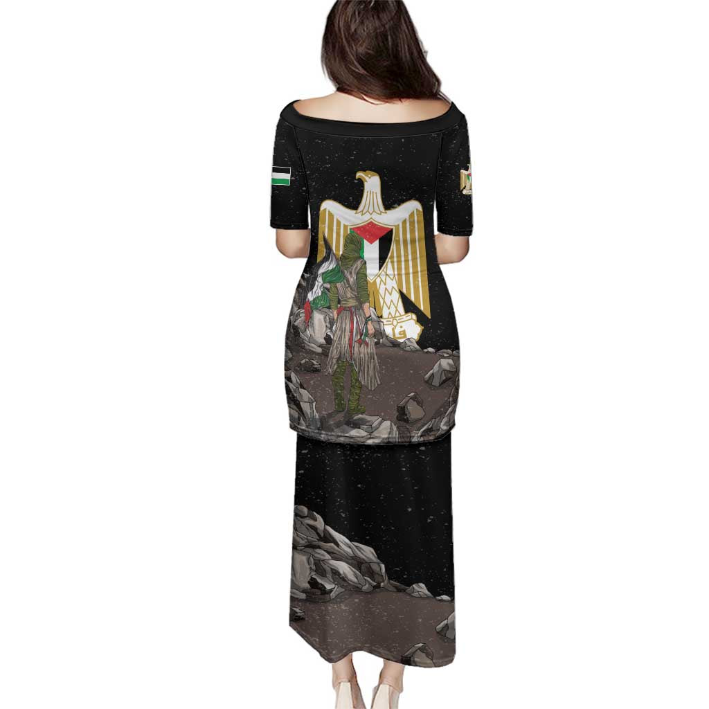 Free Palestine Family Matching Puletasi and Hawaiian Shirt Eagle of Saladin - Wonder Print Shop