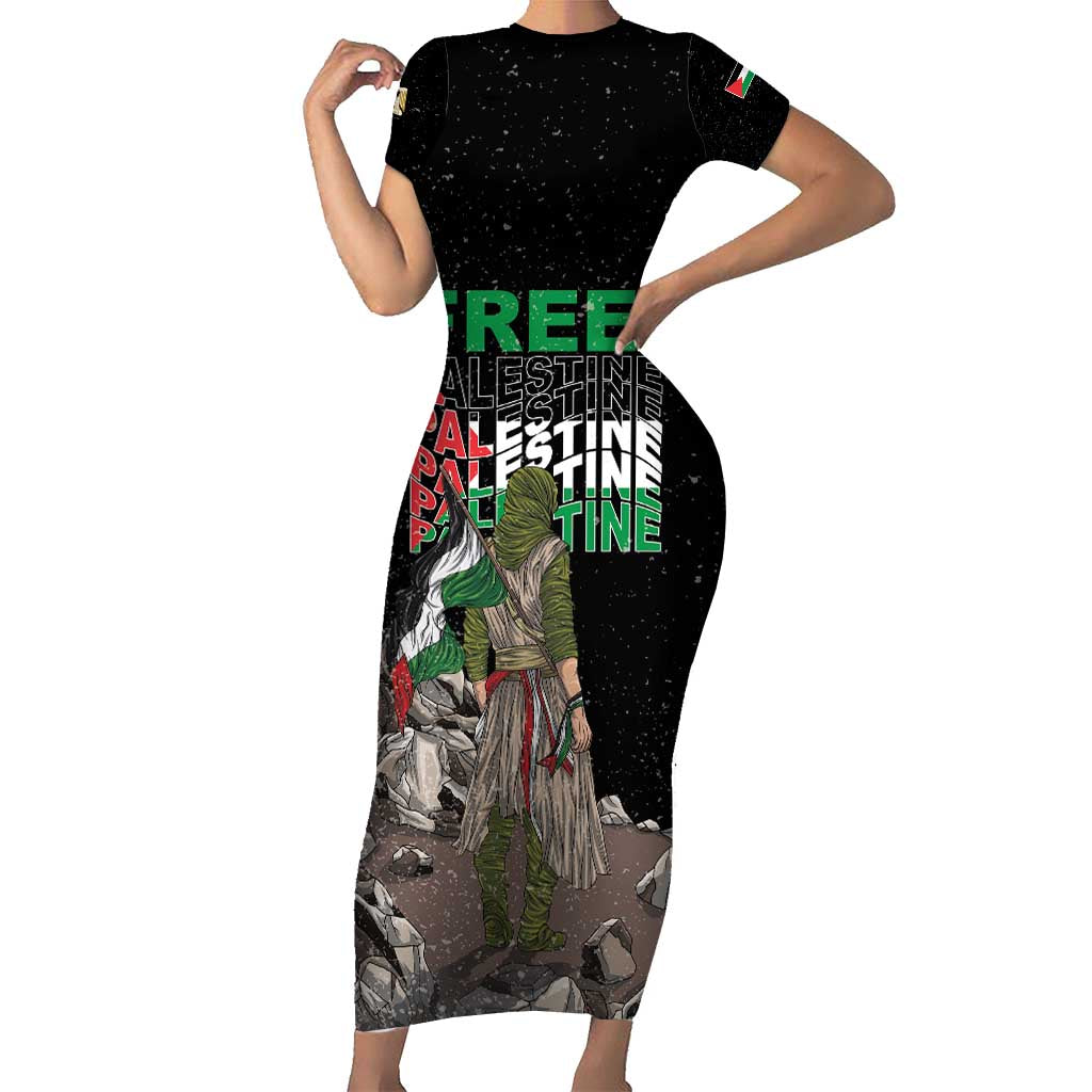 Free Palestine Family Matching Short Sleeve Bodycon Dress and Hawaiian Shirt Eagle of Saladin - Wonder Print Shop