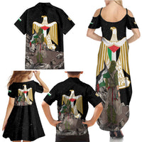 Free Palestine Family Matching Summer Maxi Dress and Hawaiian Shirt Eagle of Saladin - Wonder Print Shop