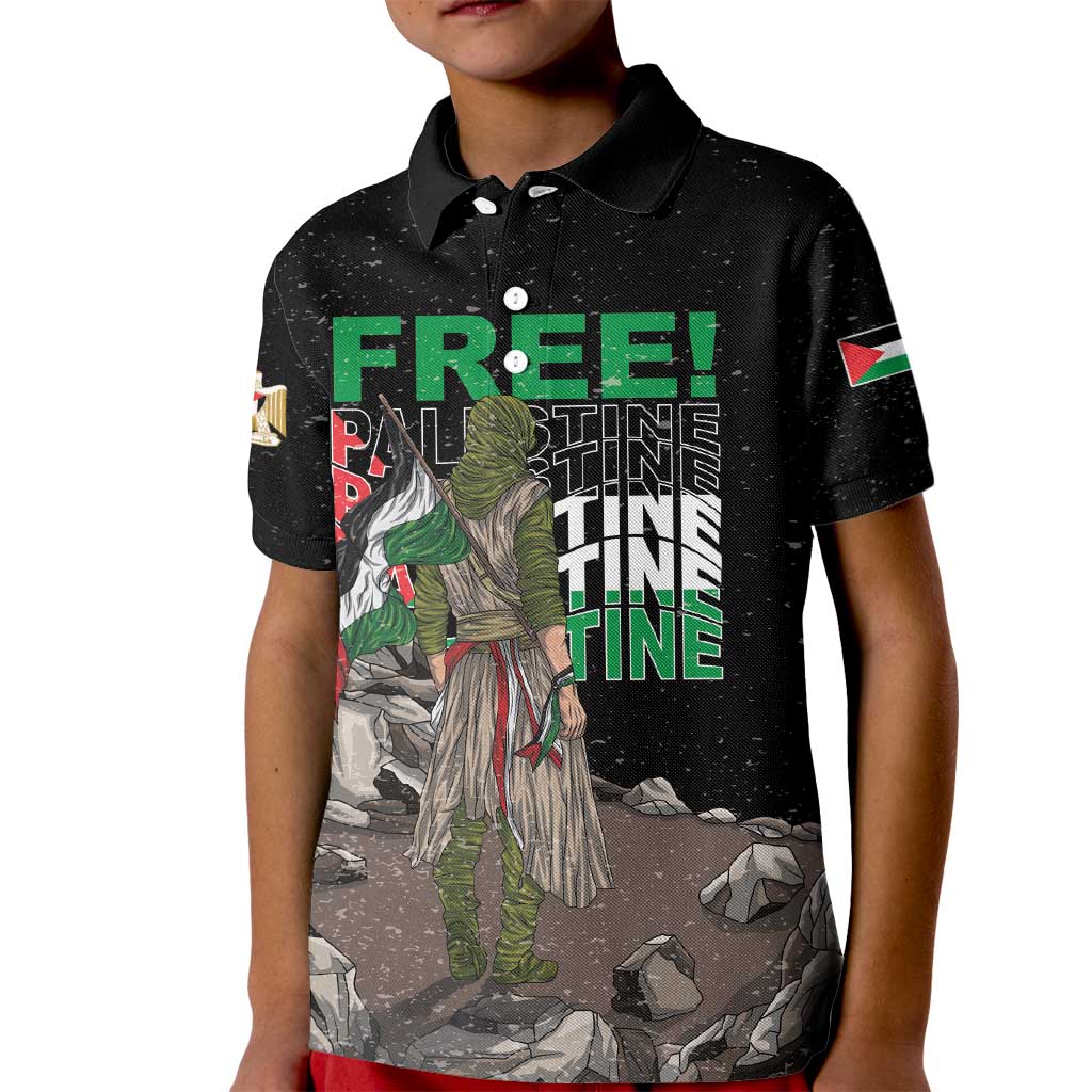 Free Palestine Kid Polo Shirt Eagle of Saladin - Wonder Print Shop