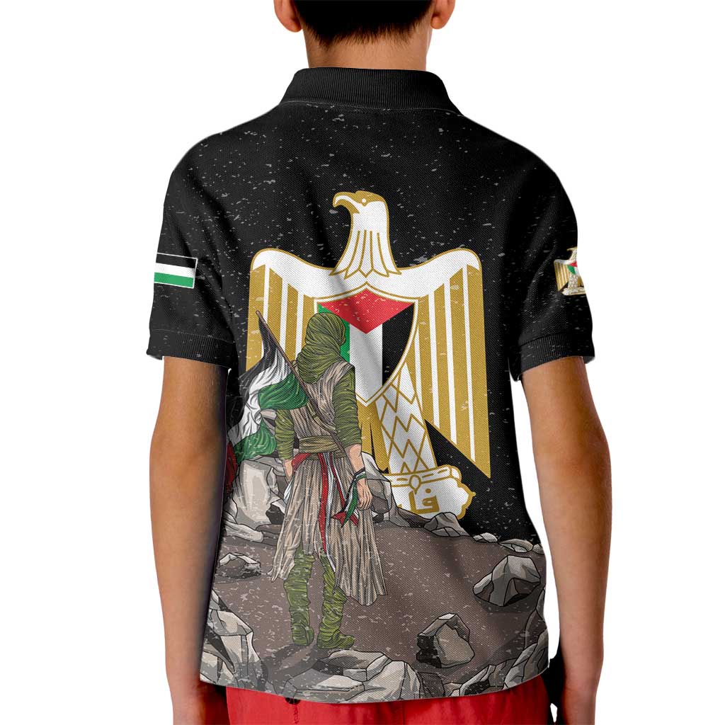 Free Palestine Kid Polo Shirt Eagle of Saladin - Wonder Print Shop
