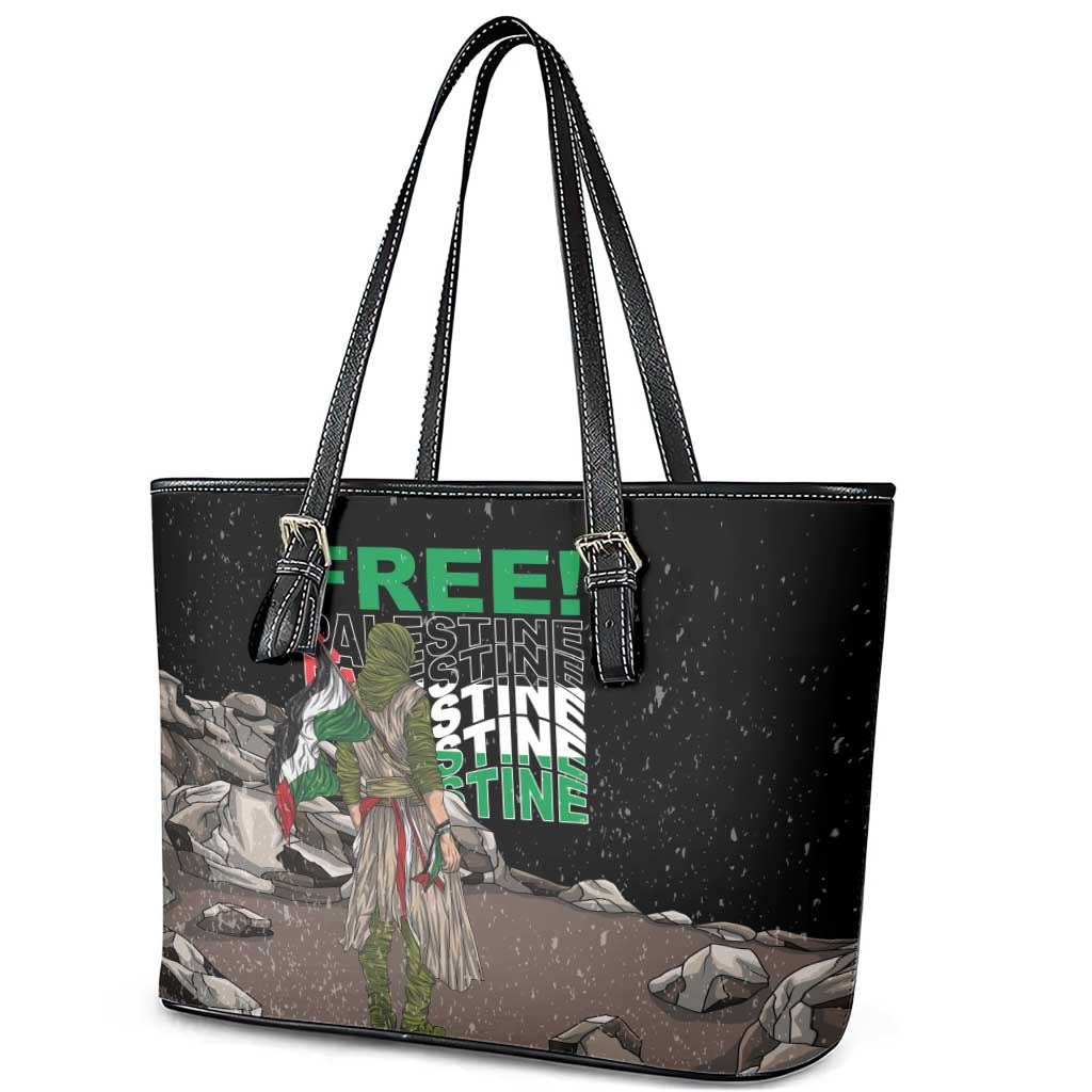 Free Palestine Leather Tote Bag Eagle of Saladin - Wonder Print Shop