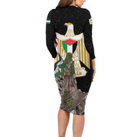 Free Palestine Long Sleeve Bodycon Dress Eagle of Saladin - Wonder Print Shop