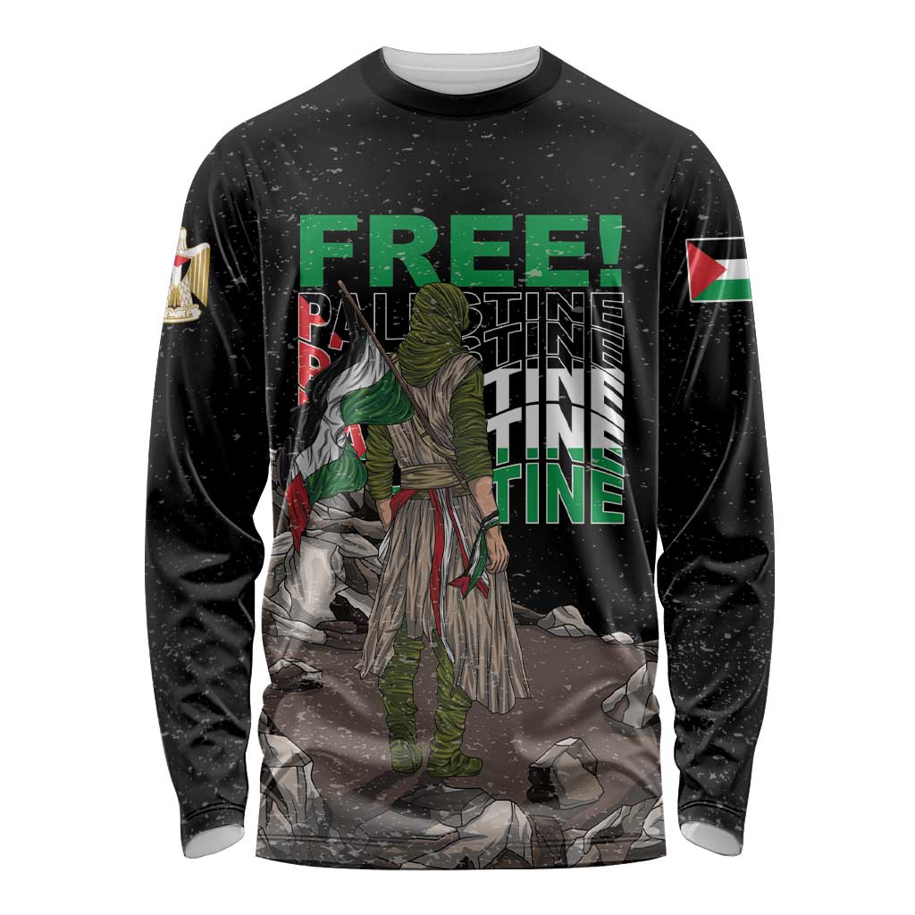 Free Palestine Long Sleeve Shirt Eagle of Saladin - Wonder Print Shop