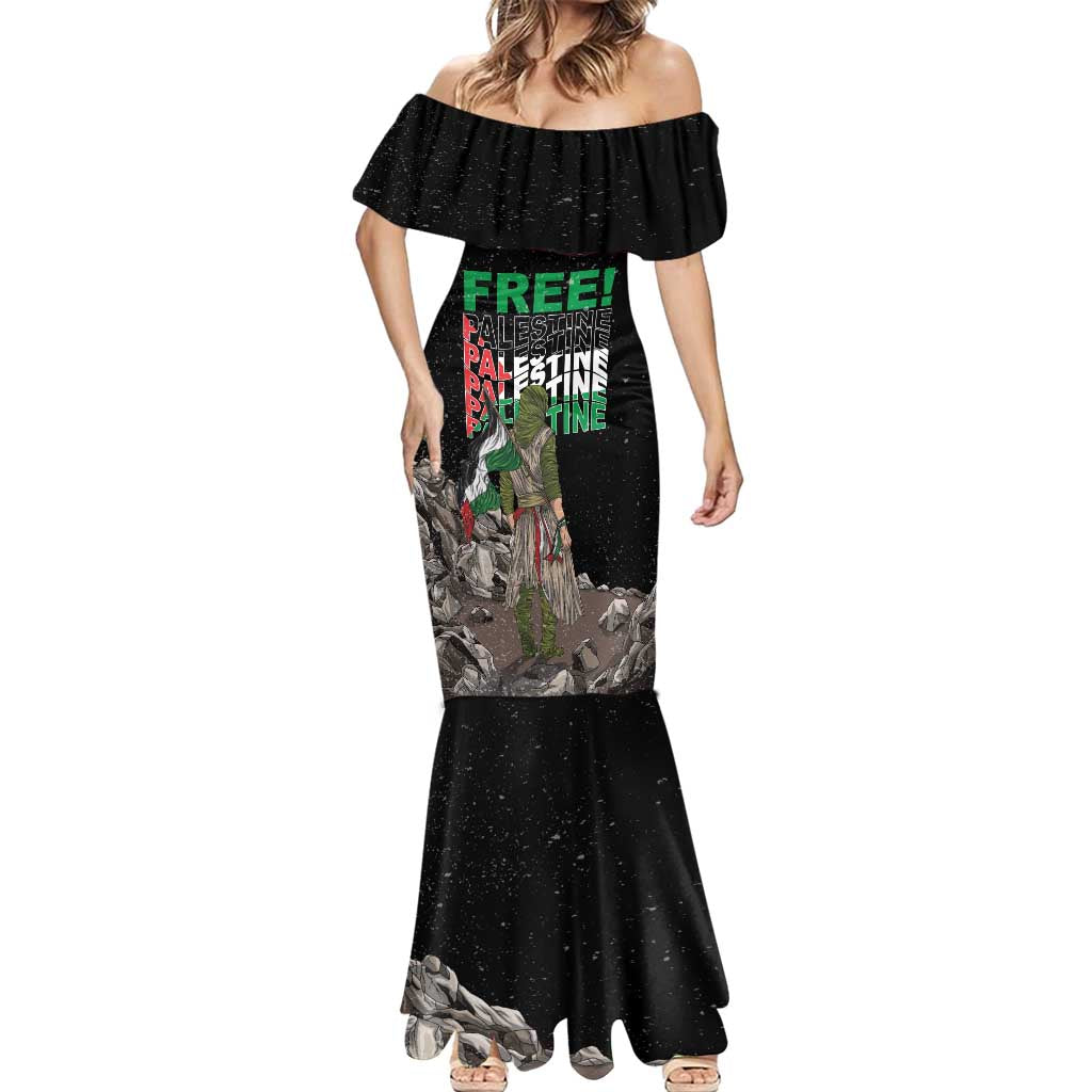Free Palestine Mermaid Dress Eagle of Saladin - Wonder Print Shop