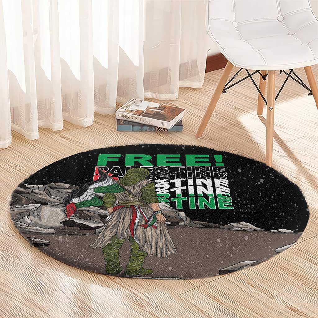 Free Palestine Round Carpet Eagle of Saladin