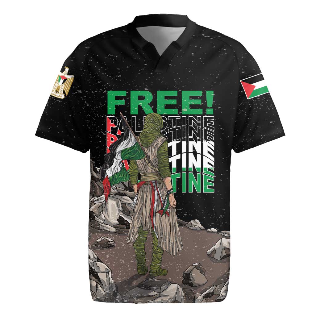 Free Palestine Rugby Jersey Eagle of Saladin - Wonder Print Shop