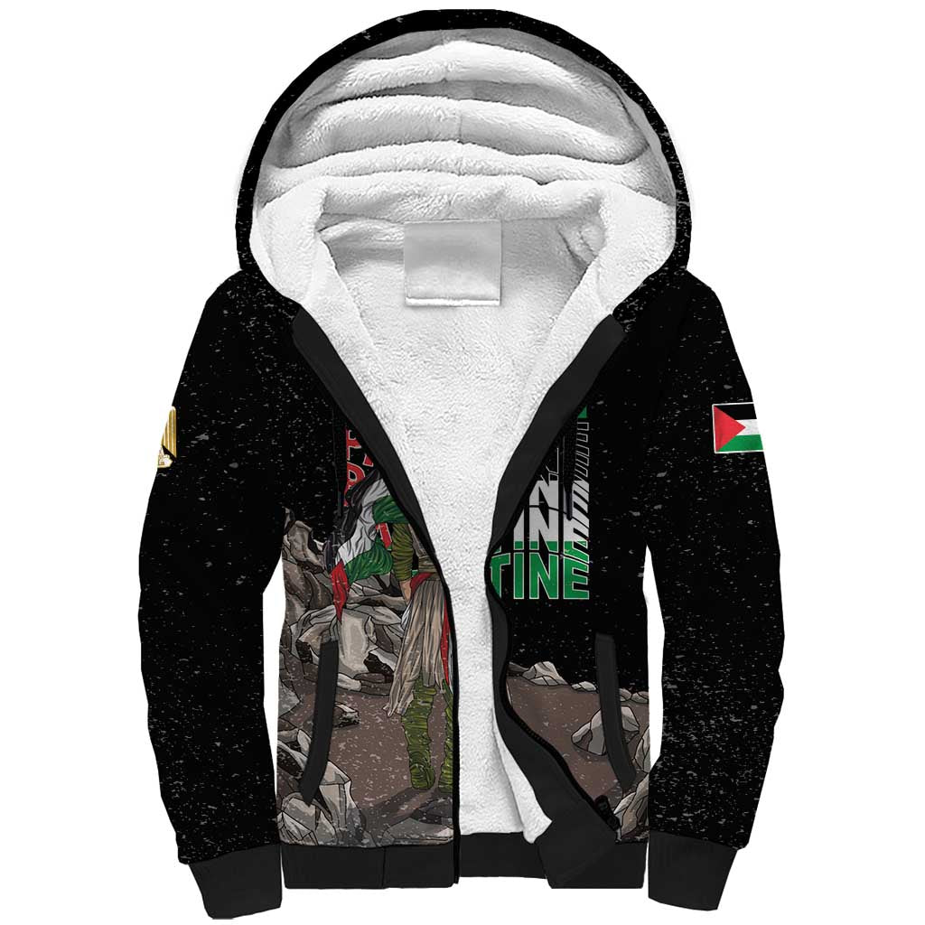 Free Palestine Sherpa Hoodie Eagle of Saladin - Wonder Print Shop