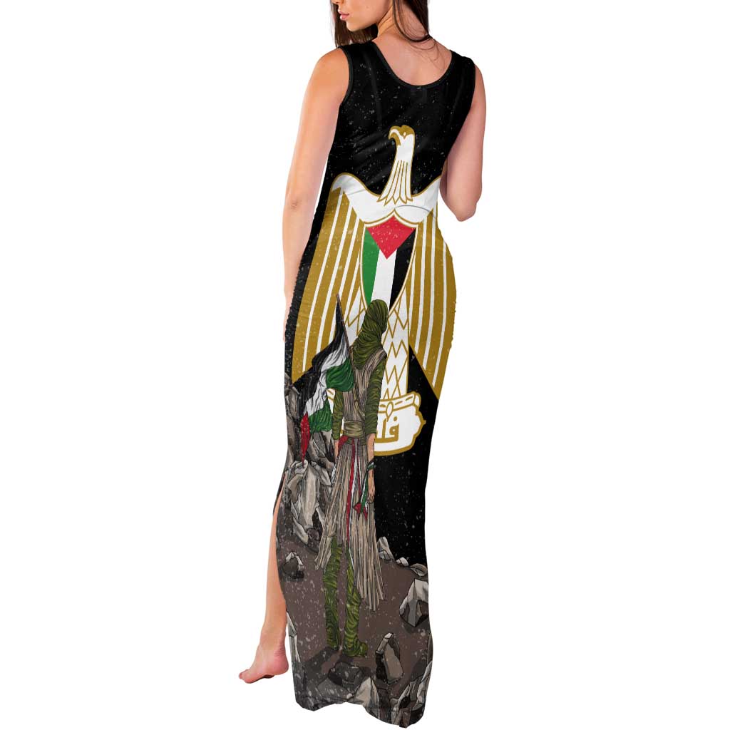 Free Palestine Tank Maxi Dress Eagle of Saladin - Wonder Print Shop