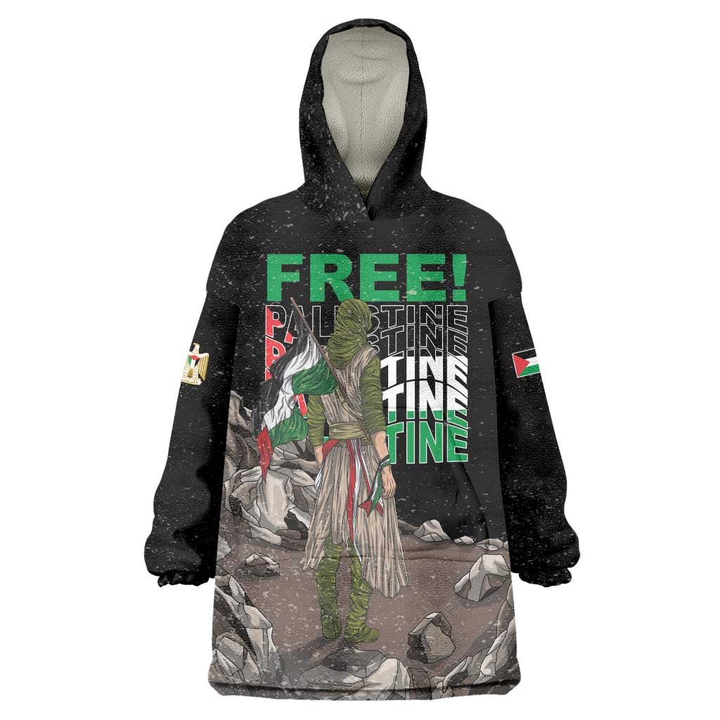 Free Palestine Wearable Blanket Hoodie Eagle of Saladin - Wonder Print Shop