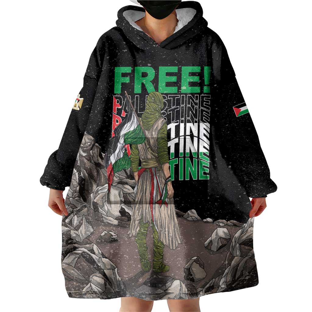 Free Palestine Wearable Blanket Hoodie Eagle of Saladin - Wonder Print Shop