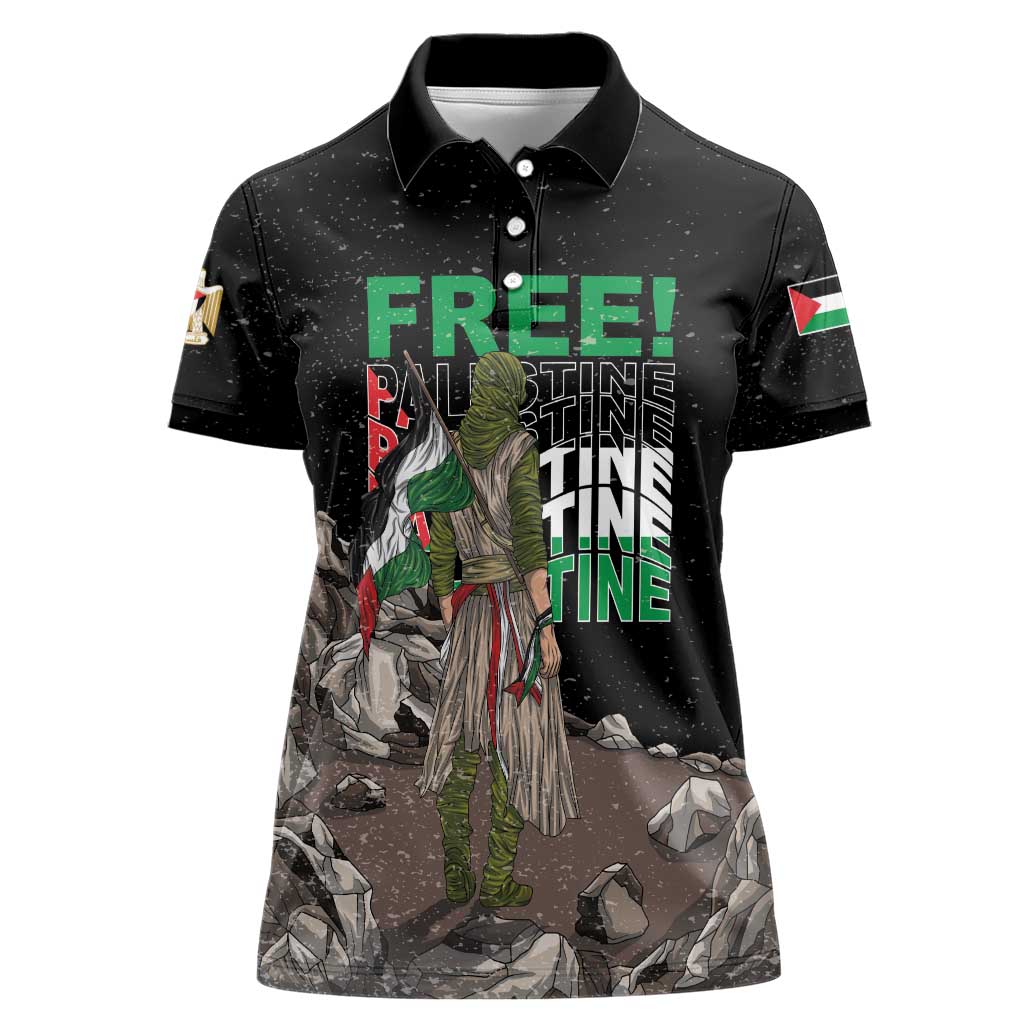 Free Palestine Women Polo Shirt Eagle of Saladin - Wonder Print Shop