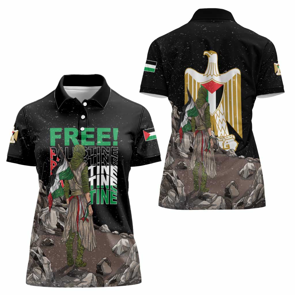 Free Palestine Women Polo Shirt Eagle of Saladin - Wonder Print Shop