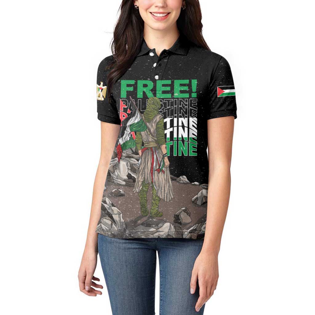 Free Palestine Women Polo Shirt Eagle of Saladin - Wonder Print Shop