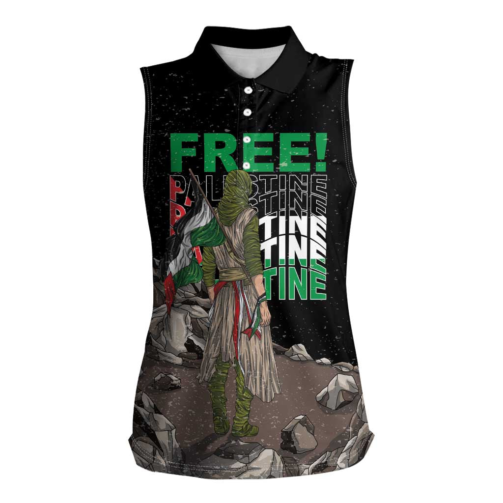 Free Palestine Women Sleeveless Polo Shirt Eagle of Saladin - Wonder Print Shop