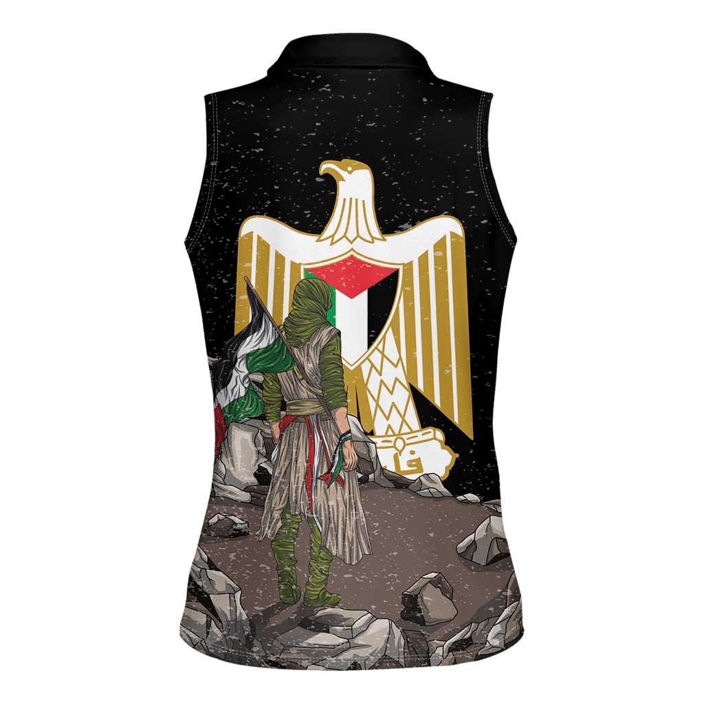 Free Palestine Women Sleeveless Polo Shirt Eagle of Saladin - Wonder Print Shop
