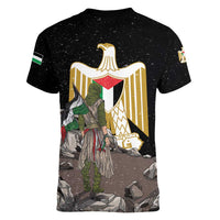 Free Palestine Women V-Neck T-Shirt Eagle of Saladin - Wonder Print Shop