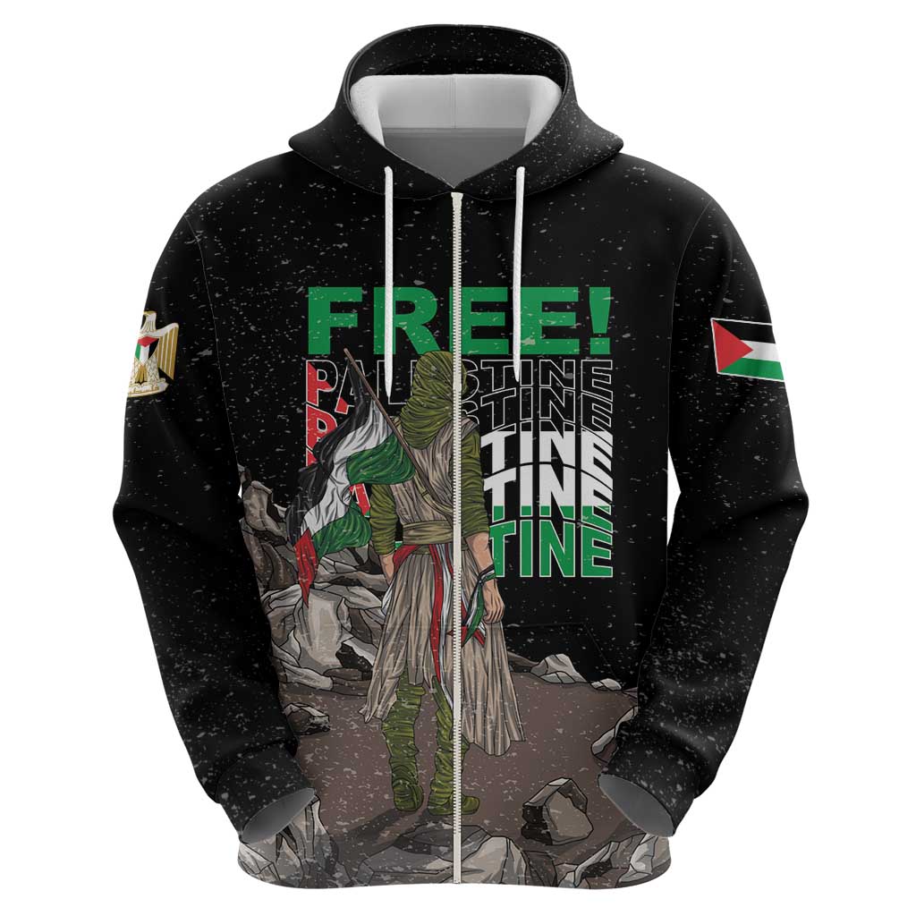 Free Palestine Zip Hoodie Eagle of Saladin - Wonder Print Shop