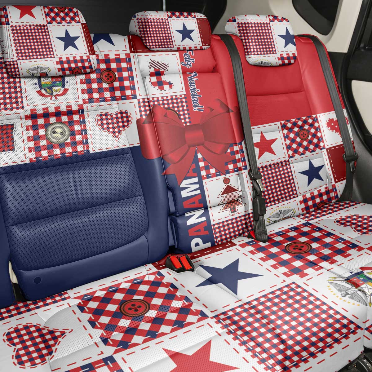 Panama Christmas Feliz Navidad Back Car Seat Cover Coquette Bow Style - Wonder Print Shop