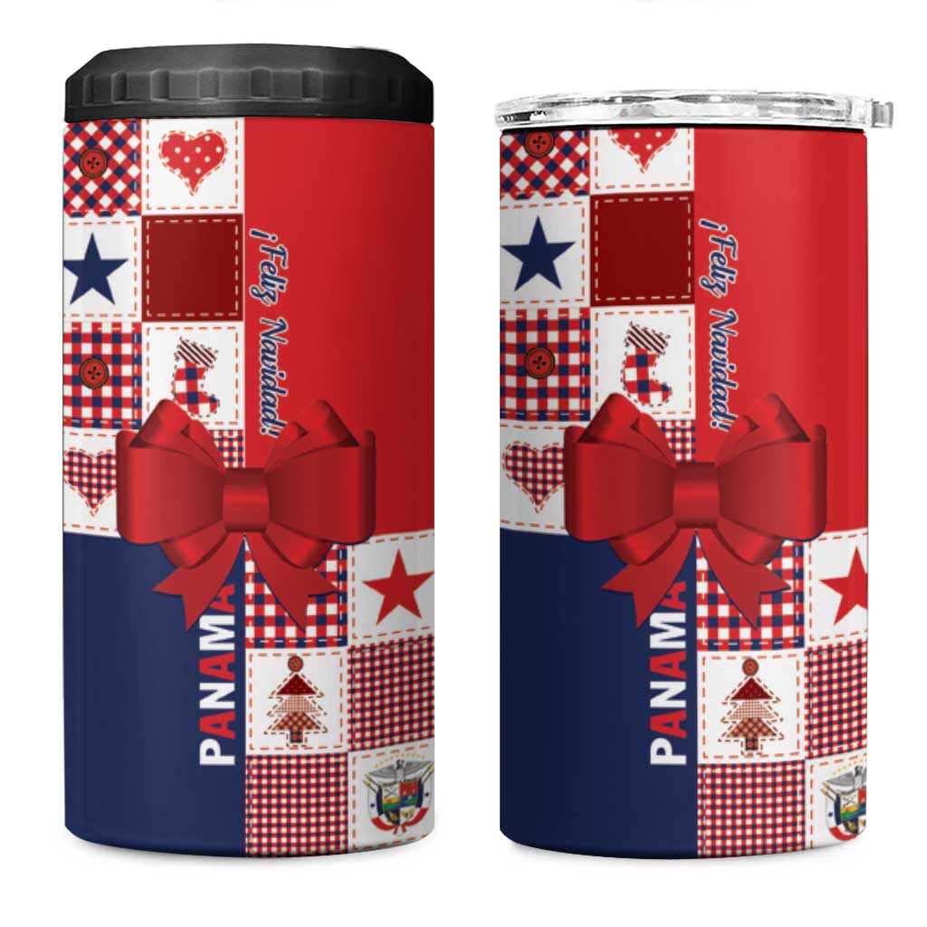 Panama Christmas Feliz Navidad 4 in 1 Can Cooler Tumbler Coquette Bow Style - Wonder Print Shop